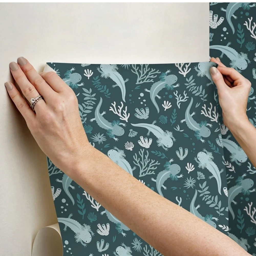 RoomMates Axolotl Blue Underwater Garden Peel And Stick Wallpaper